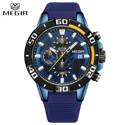 Relógio De Pulso Masculino Megir 2121 à Prova D'água Azul
