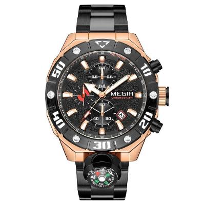 Relógio De Pulso Masculino Megir 2219 à Prova D'água Ouro Rosa