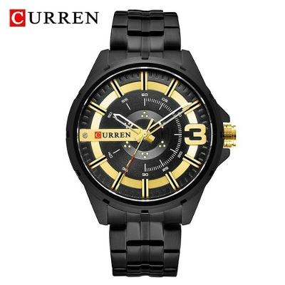 Relógio Masculino Curren 8333 à Prova D'água Ouro Preto