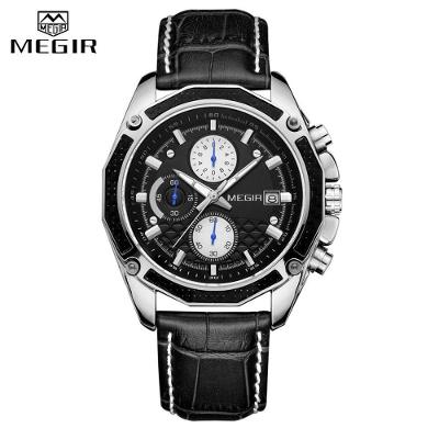 Relógio De Pulso Masculino Megir 2015 à Prova D'água Prata