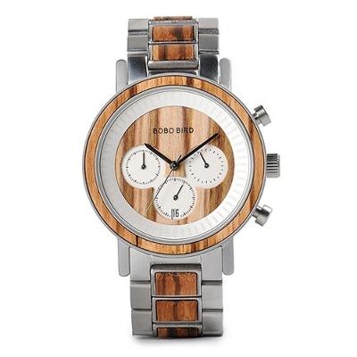 Relógio De Madeira Bobo Bird W*R01 Aço Inoxidável À Prova D'Água W-R01-4 Sim