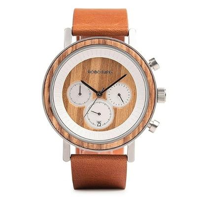 Relógio De Madeira Bobo Bird W*R01 Aço Inoxidável À Prova D'Água W-R01-2 Sim