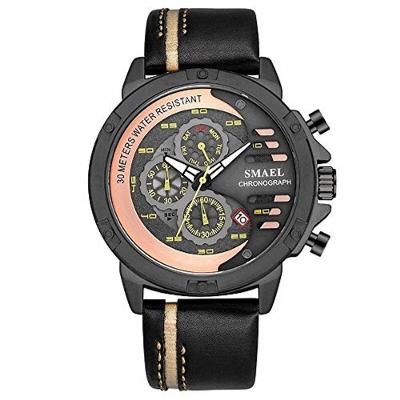 Relógio Pulseira De Couro Sl-9060 à Prova D´ Água Amarelo