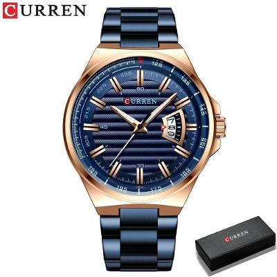 Relógio Masculina Curren 8375 À Prova D'Água Azul