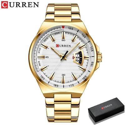 Relógio Masculina Curren 8375 À Prova D'Água Ouro