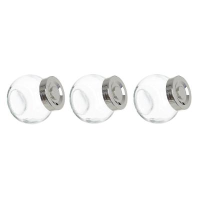 Kit 3 Porta Temperos Em Vidro Com Tampa Metálica Prata 170ml - D'rossi