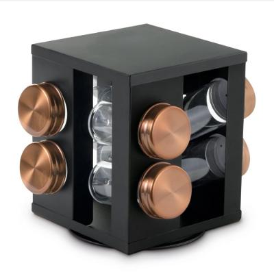 Porta Condimentos 8 Peças Base Giratória Inox E Bronzemimo