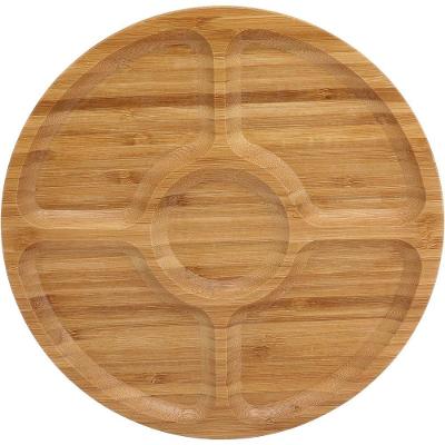 Table Petisqueira 2X25X25Cm Bambu Natural Com 5 Divisoes