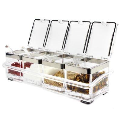 Kit Porta Condimentos Temperos Acrílico Crystal Seasoning Kit