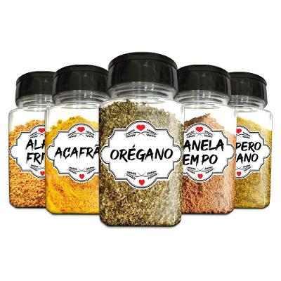 Pote Tempero Kit 8 Potes+24 Etiquetas Adesivas Q170 Branca