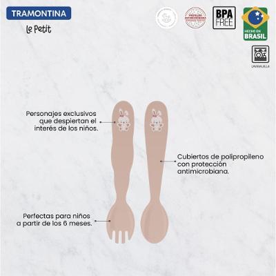 Jogo De Tralheres Infantil Tramontina Le Petit Rosa 02Pçs