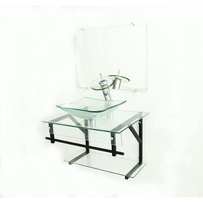 Gabinete de Vidro 60cm com Cuba Quadrada Incolor