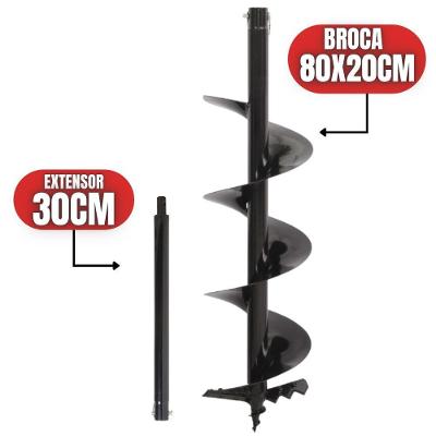 Broca Para Perfuradores De Solo 80x20cm Com Encaixe De 20mm
