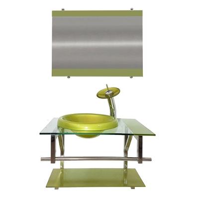 Gabinete de Vidro 60cm Inox Cuba Chapéu Redonda Verde Oliva