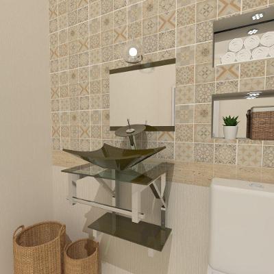 Gabinete de Vidro 45cm com Cuba Quadrada e Torneira Ibiza