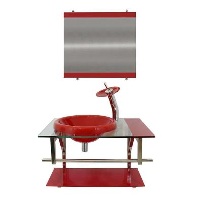 Gabinete de Vidro 60cm Cuba Chapéu Redonda Vermelho Ferrari