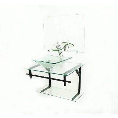 Gabinete de Vidro 60cm com Cuba Quadrada Incolor