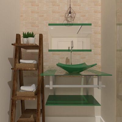 Gabinete de Vidro 60cm com Cuba Quadrada Verde