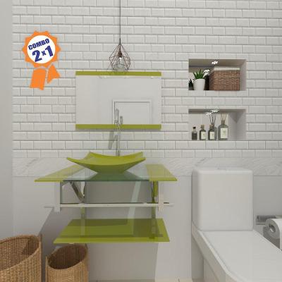 Kit Gabinete de Vidro 60 cm Cuba e Torneira Algarve