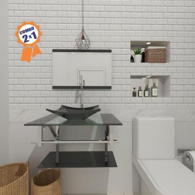 COMBO 2 EM 1 GABINETE DE VIDRO 60CM IQ INOX COM CUBA QUADRADA + TORNEIRA ALGARVE - PRETA