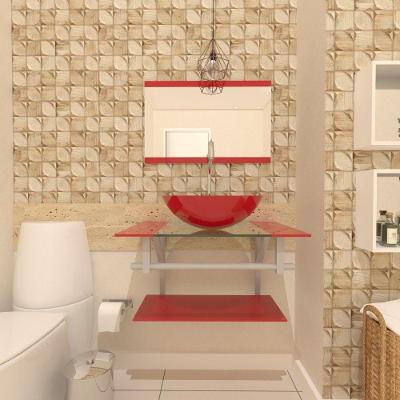 Kit Gabinete de Vidro 60cm Cuba e Torneira Algarve