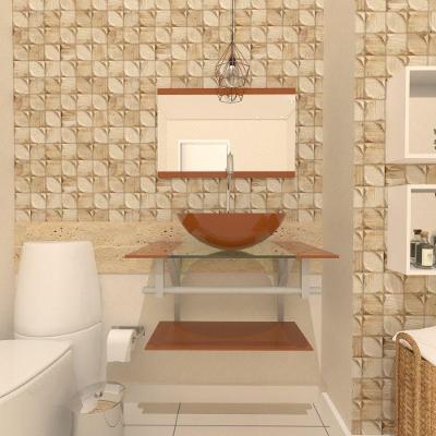 Kit Gabinete de Vidro 60cm Cuba e Torneira Algarve