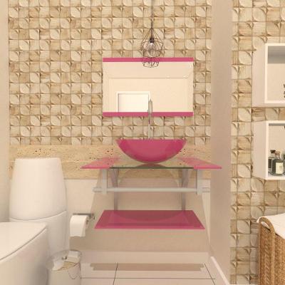 Kit Gabinete de Vidro 60cm Cuba e Torneira Algarve