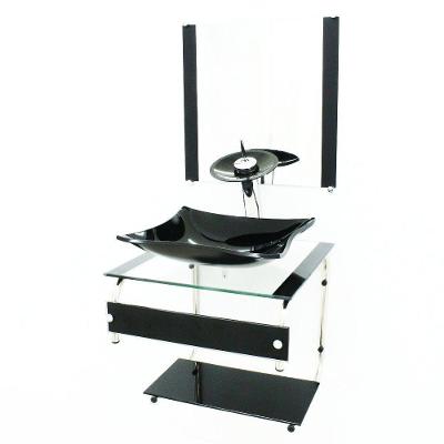 Gabinete de Vidro 45cm IT Inox com Cuba Retangular Preto