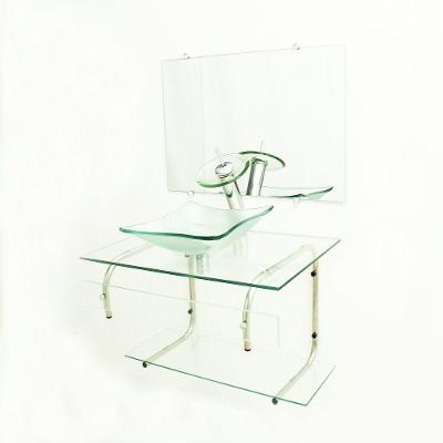Gabinete de Vidro 70cm It Inox com Cuba Quadrada Incolor