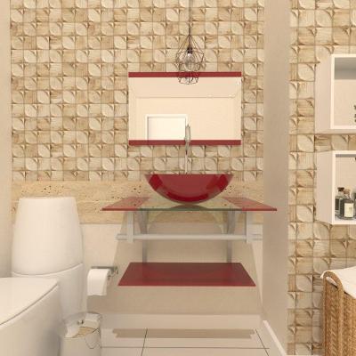 Kit Gabinete de Vidro 60cm Cuba e Torneira Algarve