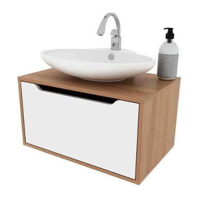 Gabinete Banheiro Suspenso 60cm Com 1 Porta Multimóveis Cr10123 Amêndoa-branco Amêndoa-branco
