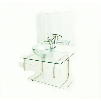 Gabinete de Vidro 70cm It Inox com Cuba Redonda Incolor