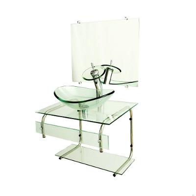 Gabinete de Vidro 60cm Inox com Cuba Oval Incolor