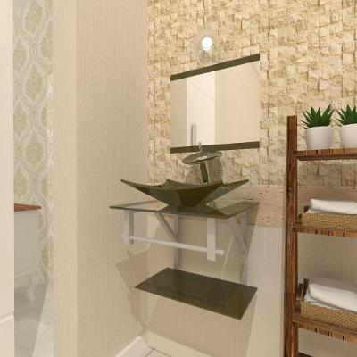 Combo Gabinete de Vidro com Cuba Retangular + Torneira Ibiza