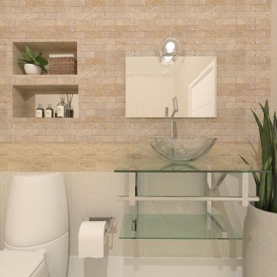 Gabinete de Vidro 60cm Inox com Cuba Redonda Incolor