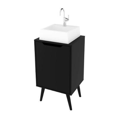 Gabinete Banheiro 45cm 1 Porta Retrô Multimóveis Cr10120 Preto Preto