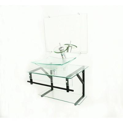Gabinete de Vidro 60cm com Cuba Retangular Incolor