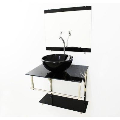 Kit Gabinete Banheiro com Cuba Redonda + Torneira Cromada