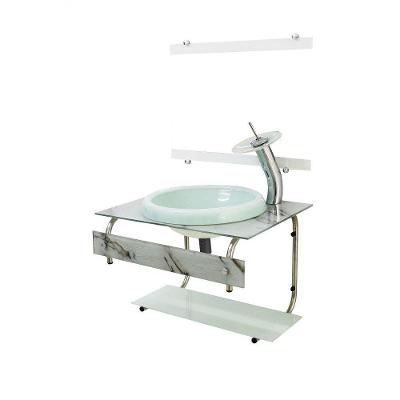 Gabinete de Vidro 60cm It Inox com Cuba Mármore Branco