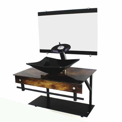 Gabinete de Vidro 60cm Apx com Cuba Quadrada