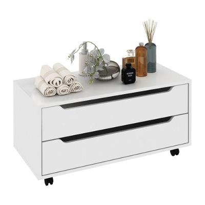 Gabinete Banheiro 80cm 2 Gavetas Retrô Com Rodízios Multimóveis Cr10121 Branco Branco