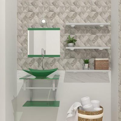 Gabinete de Vidro 45cm AC com Cuba Retangular Verde 