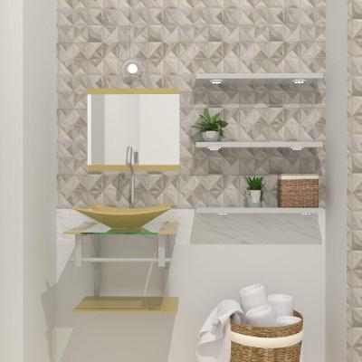 Gabinete de Vidro 45cm com Cuba Retangular e Torneira Algarve