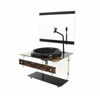 Gabinete de Vidro 60cm It Inox com Cuba Chapeu Mármore