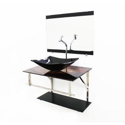 Gabinete de Vidro 60cm Iq Inox com Cuba Retangular
