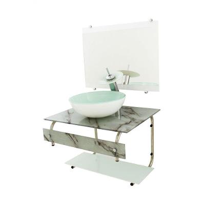 Gabinete De Vidro Para Banheiro Com Cuba Redonda Branco