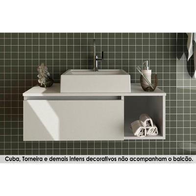 Balcão p/ Banheiro Suspenso BN3601 1 Porta cor Branco - Tecno Mobili