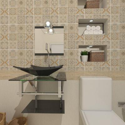 Kit Gabinete de Vidro 45cm Inox Cuba e Torneira Algarve