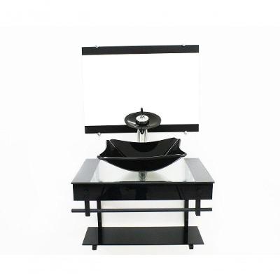 Gabinete 60cm Apx Com Cuba Retangular Chanfrada Preto