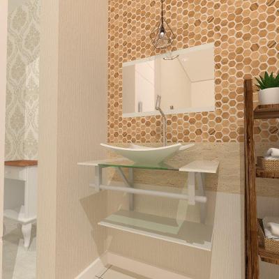 Kit Gabinete de Vidro 60cm Cuba Retangular e Torneira Algarve